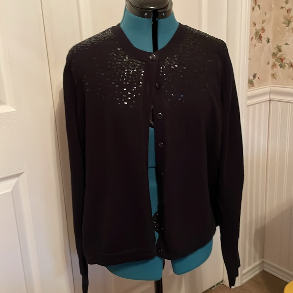 Women’s Gap cardigan sweater, black with sequins, size XXL. Cover/shrug